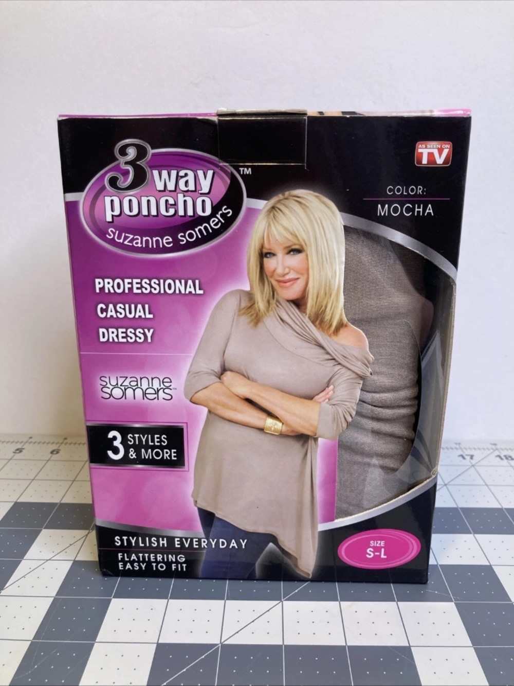 Suzanne Somers 3 Way Poncho 3 Styles Mocha Easy Fit Size S-L As Seen On TV NEW